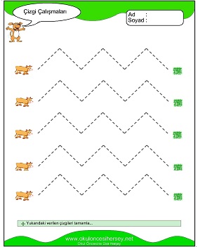 okul öncesi çizgi çalışma sayfaları